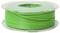 A reel of green plastic 3D printer filament on a transparent spool.