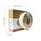 Cardboard packaging with PLA filament reel for 3D printer. Dimensions: 250 x 230 x 67 mm. Transparent casing shows filament spool.