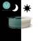 Two reels of filament, one blue under moonlight, the other white in sunlight. 'Maertz' logo in the top left.