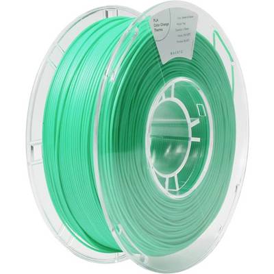A reel of green 3D printer filament made of PLA that changes colour.