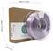 Plastic spool with purple filament on cardboard box, dimensions: 250 x 230 x 67 mm.