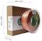 A spool of 3D printer filament in orange, packaged in a brown cardboard box. The dimensions of the packaging are 250 x 230 x 67 mm.