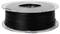 A reel of black filament for 3D printers, wound on a transparent spool. The filament is evenly wound.