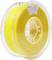 Yellow PLA Pro 3D printer filament spool on transparent plastic. Label contains details of weight, diameter, and recommended temperature.