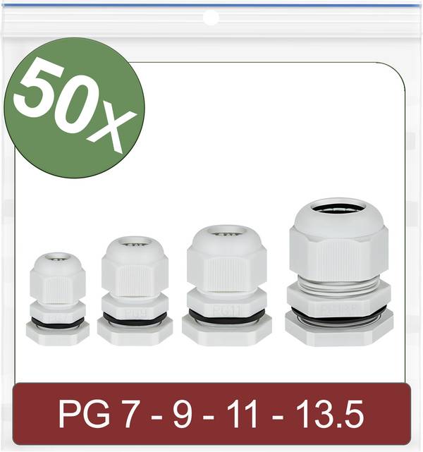 Quadrios 24CA402 Cable gland PG7, PG9, PG11, PG13.5 Polyamide Grey 50 pc(s)