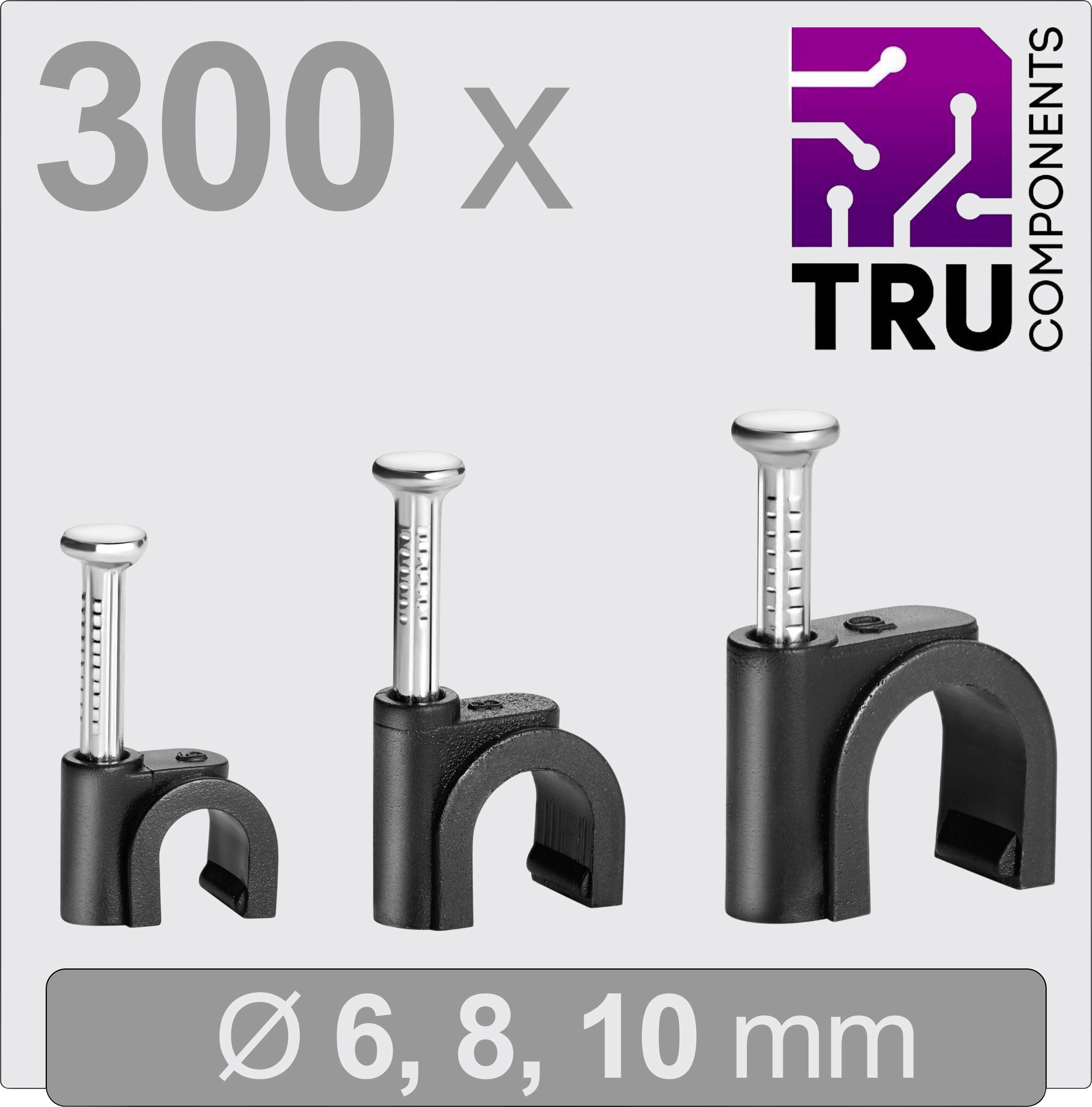 TRU COMPONENTS T24CA130 Cable clips TC-13448472 Bundle Ø range 3 up to 10 mm Black 300 pc(s)