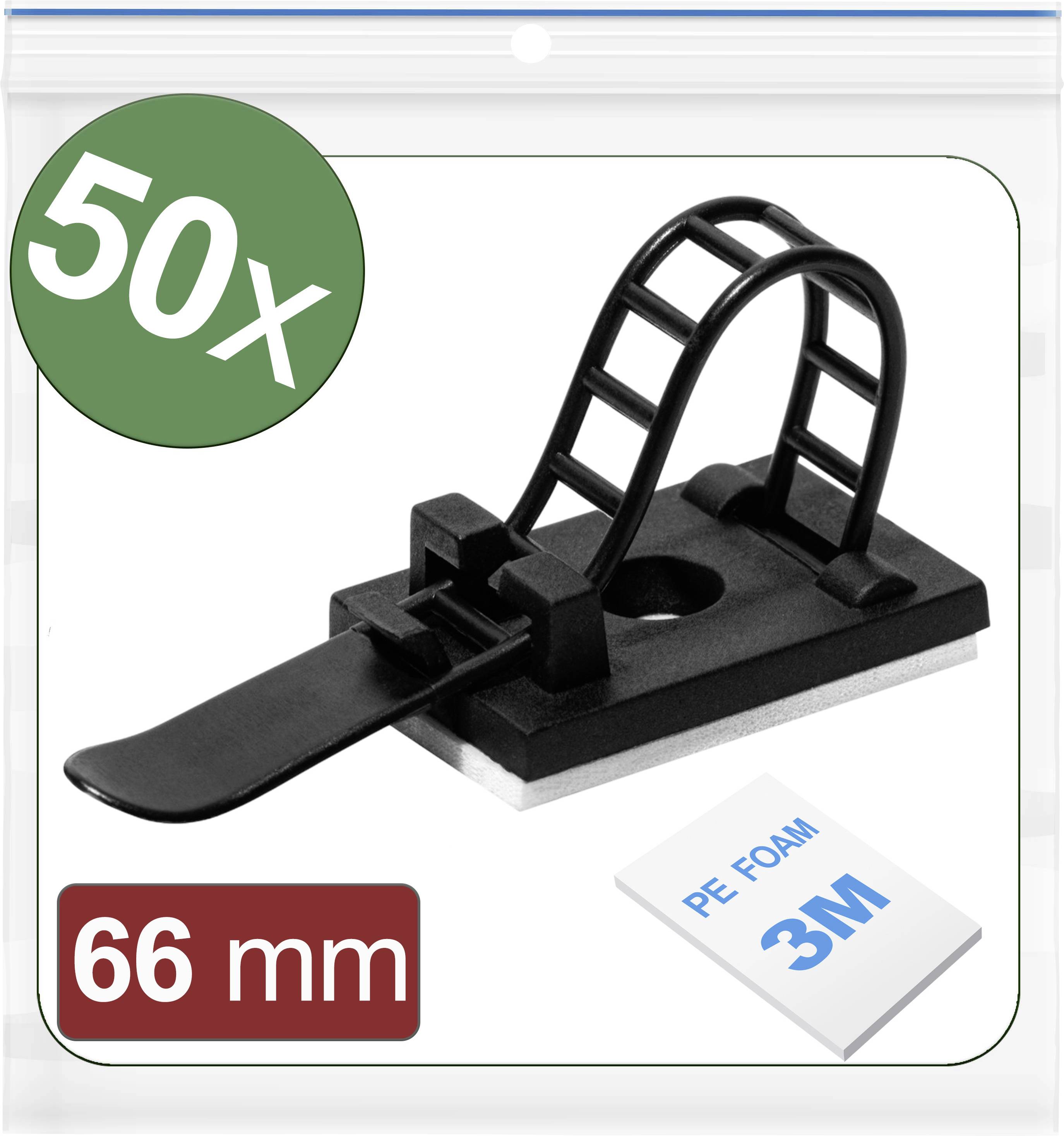 Quadrios 24CA442 Cable mount Self-adhesive, Screw fixing 24CA442 Black 50 pc(s)