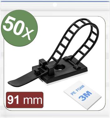 Quadrios 24CA443 Cable mount Self-adhesive, Screw fixing 24CA443 Bundle Ø range 26 mm (max)   Black 50 pc(s)