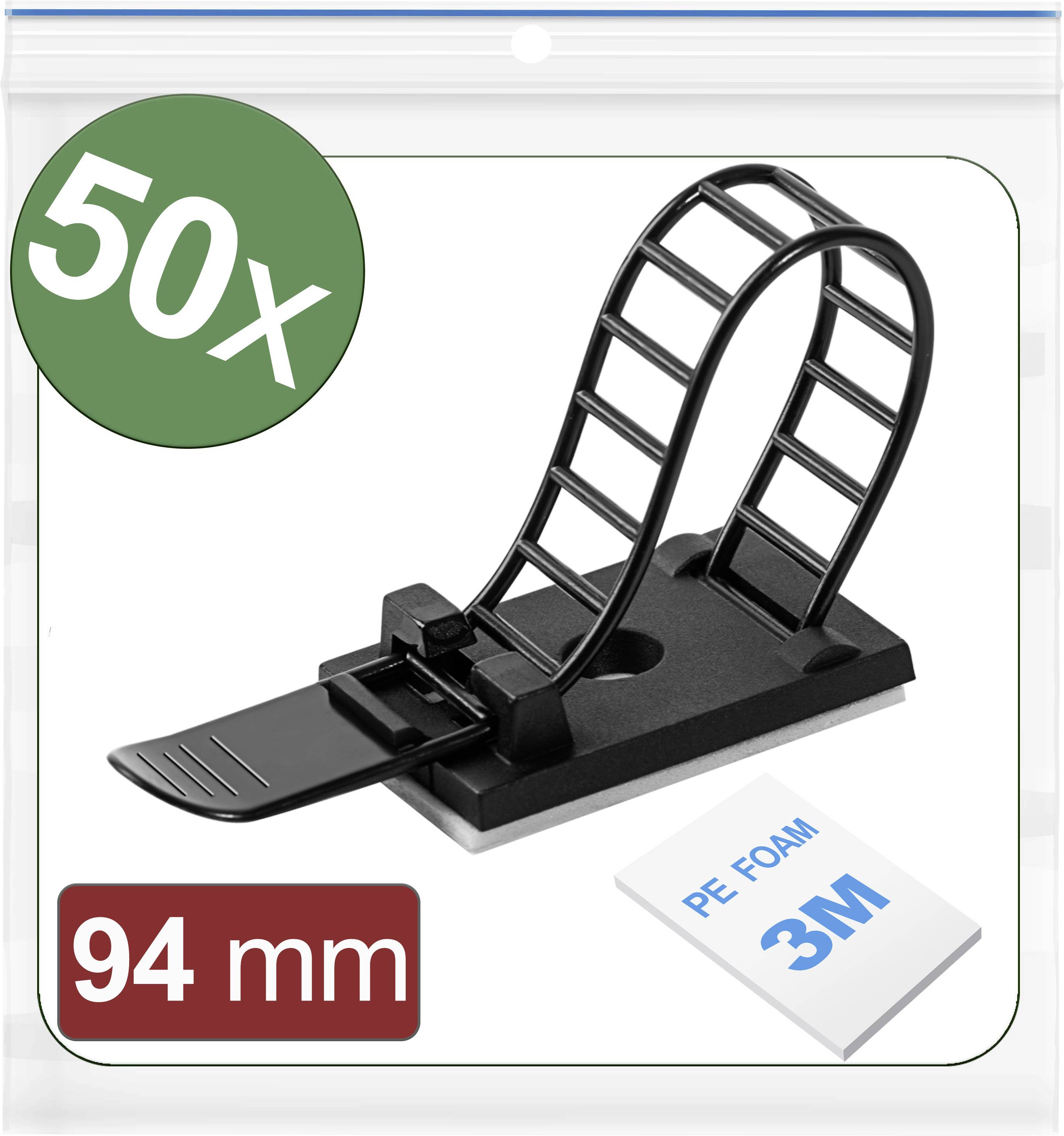 Quadrios 24CA444 Cable mount Self-adhesive, Screw fixing 24CA444 Black 50 pc(s)