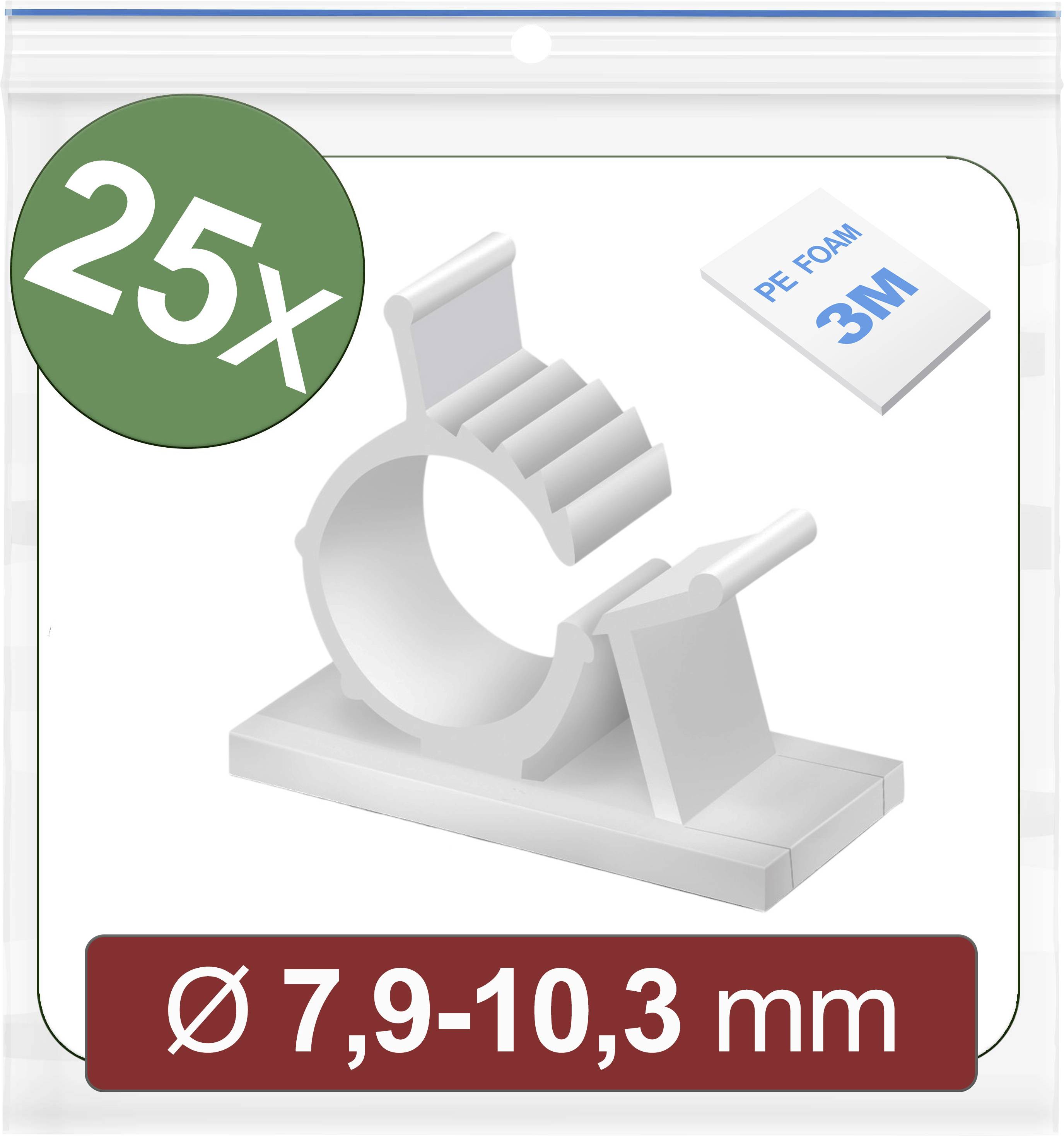 Quadrios 24CA445 Cable mount Self-adhesive 24CA445 Bundle Ø range 7.9 up to 10.3 mm White 25 pc(s)