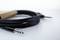 A long, black audio cable with two jack plugs. It is loosely coiled on a white background.