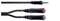 An audio cable with a 3.5 mm jack plug and two phono plugs, one black and one red.