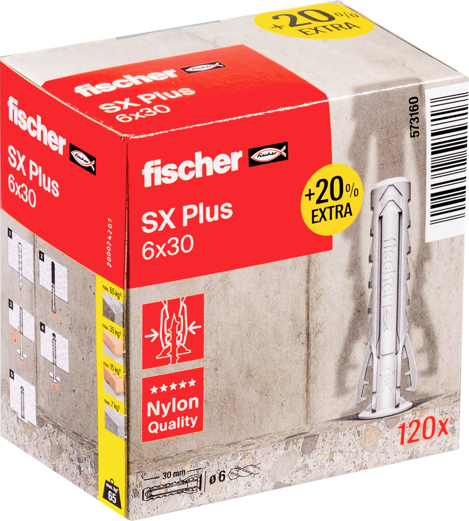 Fischer 573160 SX Plus Dowel 30 mm 6 mm 120 pc(s)