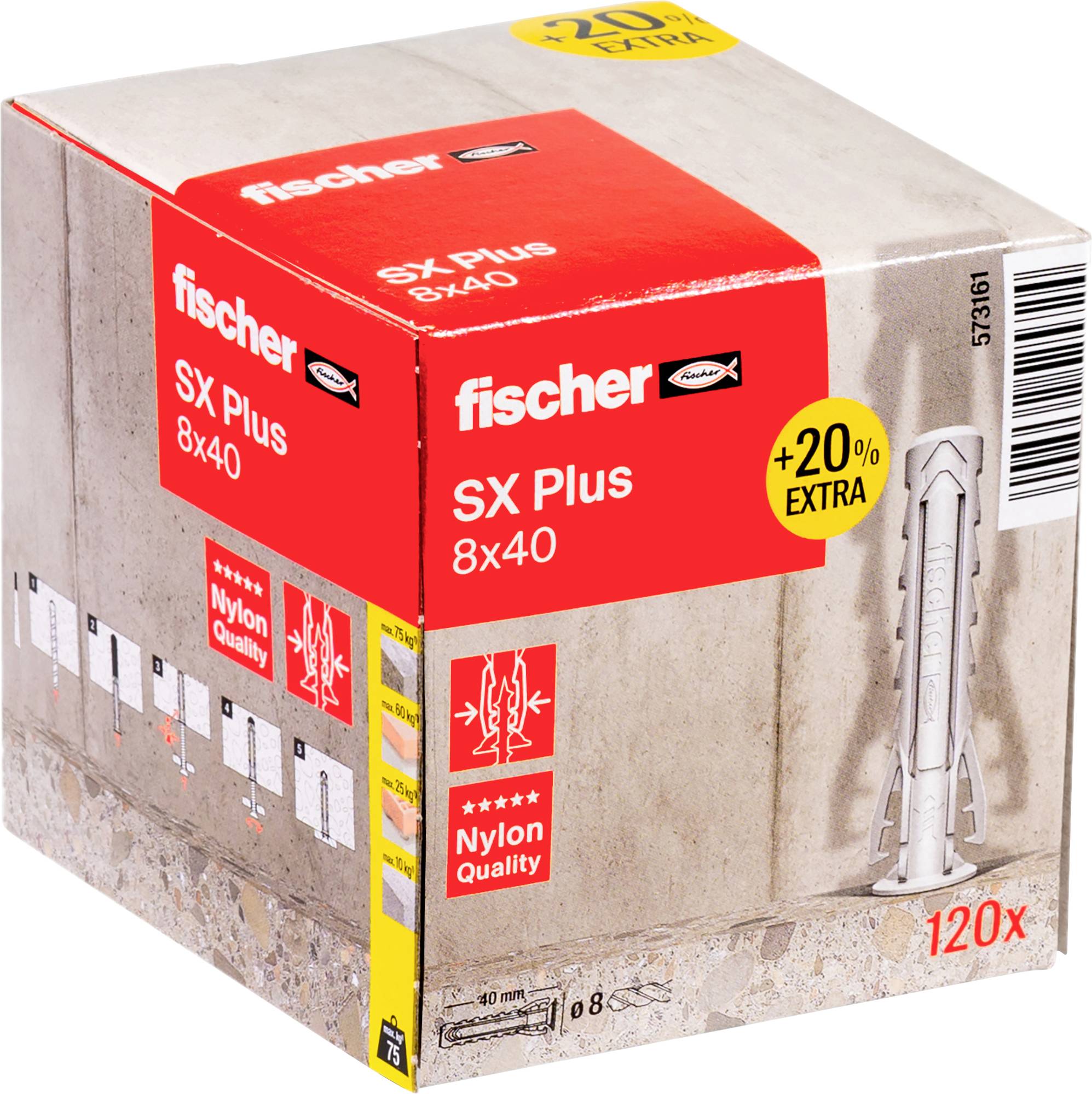 Fischer 573161 SX Plus Dowel 40 mm 8 mm 120 pc(s)