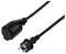 Black power cable with Schuko plug and device plug. Suitable for connecting electrical appliances to mains power.