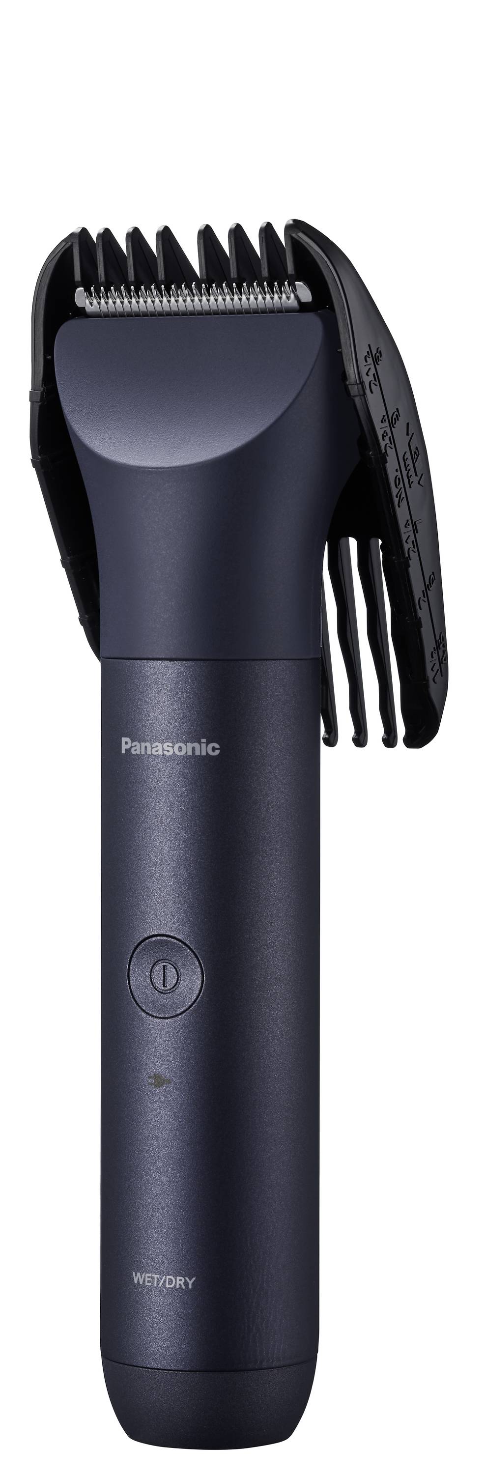 An electric hair clipper with a black comb attachment and grey casing, suitable for cutting or trimming hair.