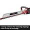 Hedge trimmer with trimmings collection at the top edge of hedges. 'Einhell' brand name on the device.