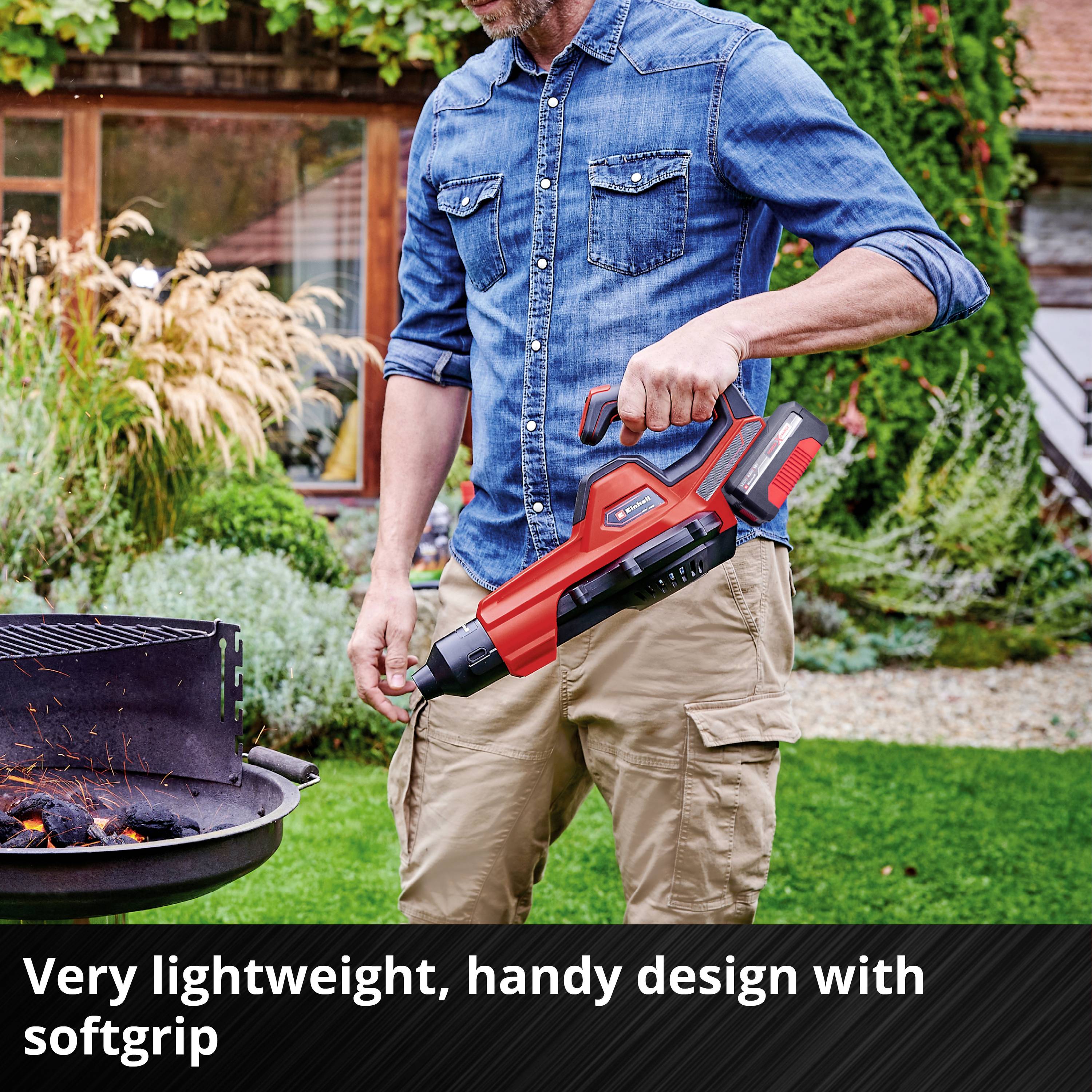 'Image of a red electrical device with LED display for speed control'. Text underneath: 'Speed control with practical LED display'.