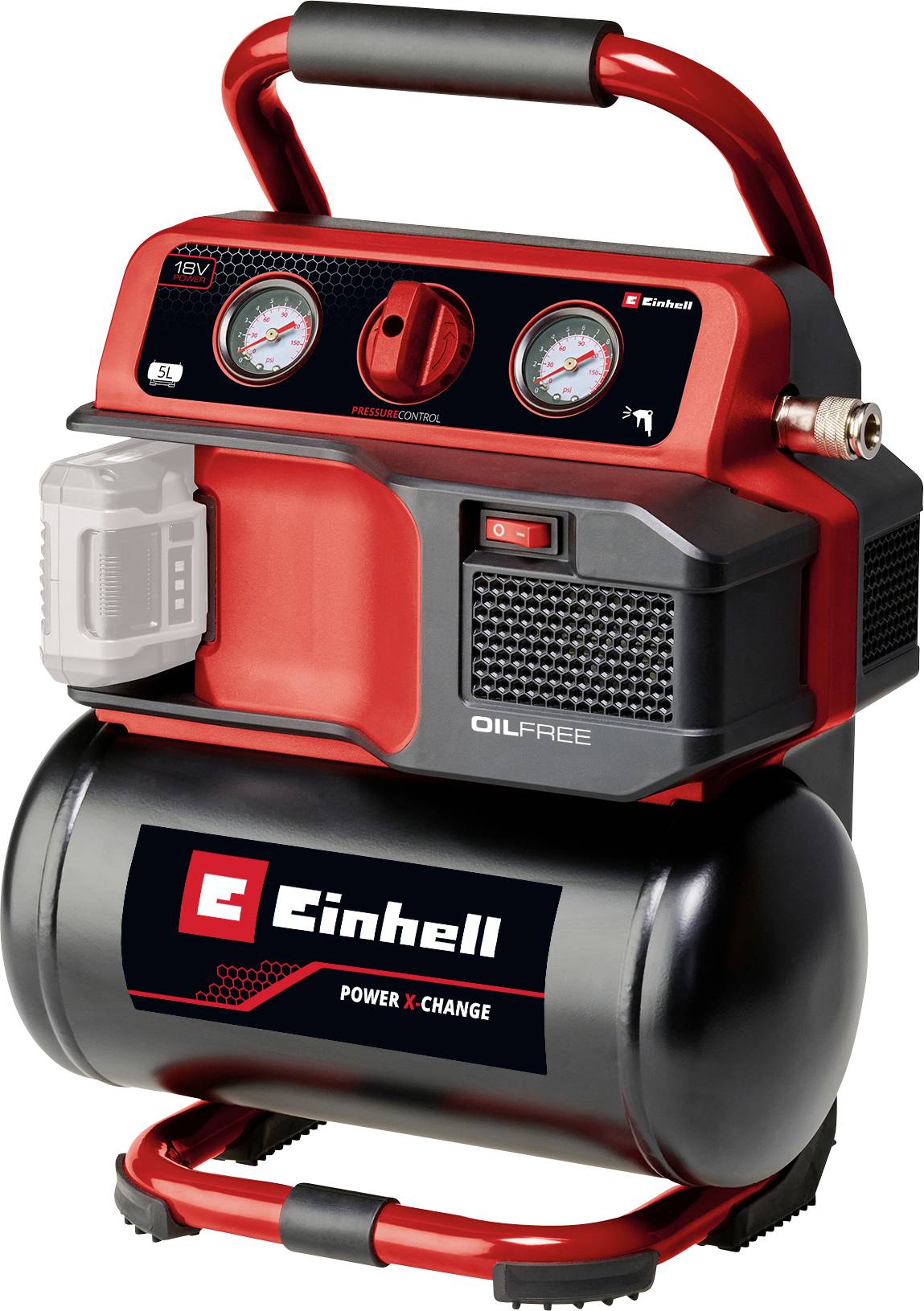 Einhell 4020410 Cordless compressor TE-AC 18/75 Li OF-Solo 8 bar w/o battery, Analogue manometer, One cylinder