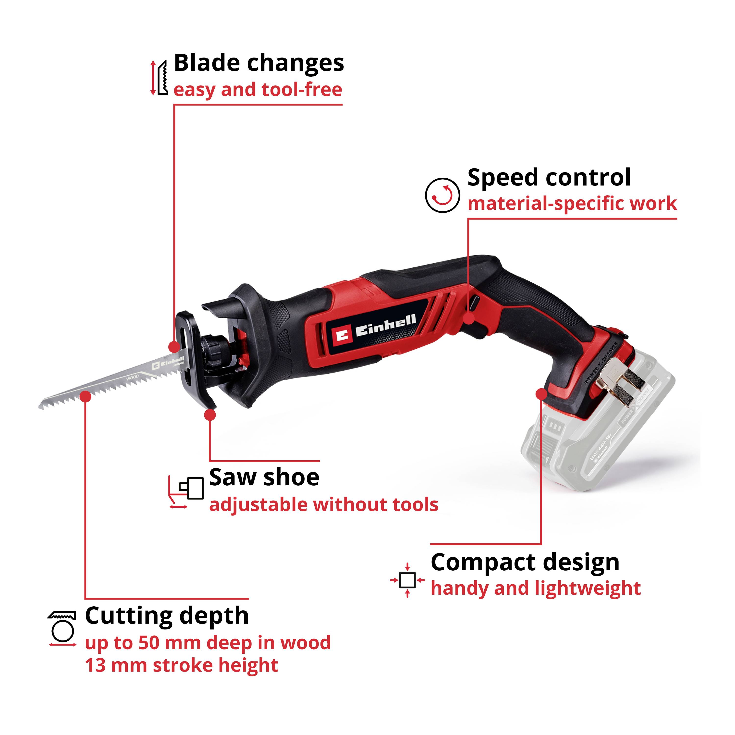 Portable saw with adjustable saw base, tool-free blade change, speed electronics and compact, ergonomic design.