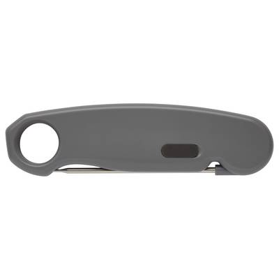 Grey safety cardboard knife with round handle and retractable blade.