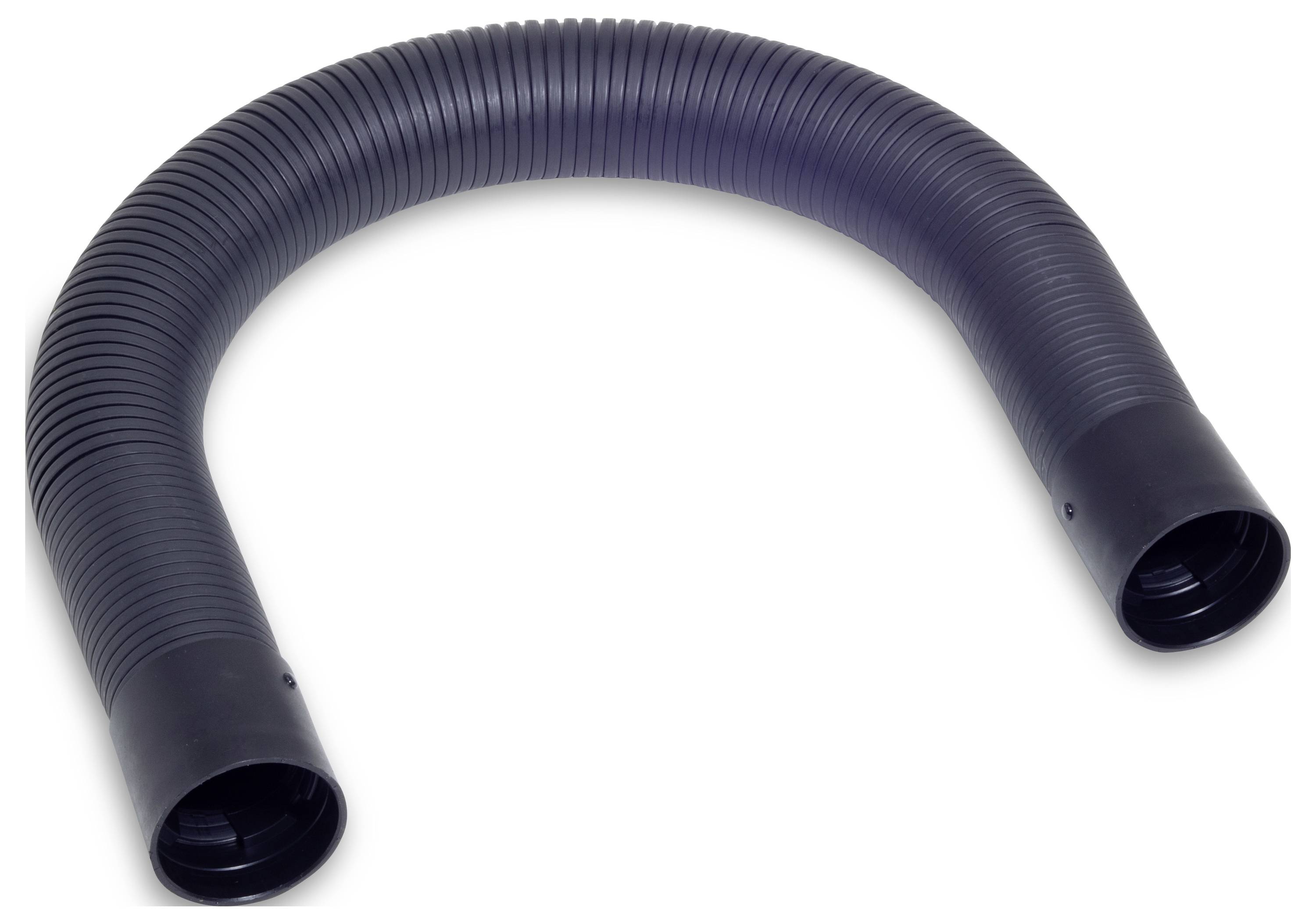 'Flexible black U-shaped hose, suitable for ventilation or drainage. Heavily ribbed design for flexibility.'