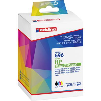 'edding Ink Cartridge 696 for HP 963XL (3YP35AE), Compatible Models: OfficeJet 9010, 9012, etc. Page Yield: 2000-1600 pages.'