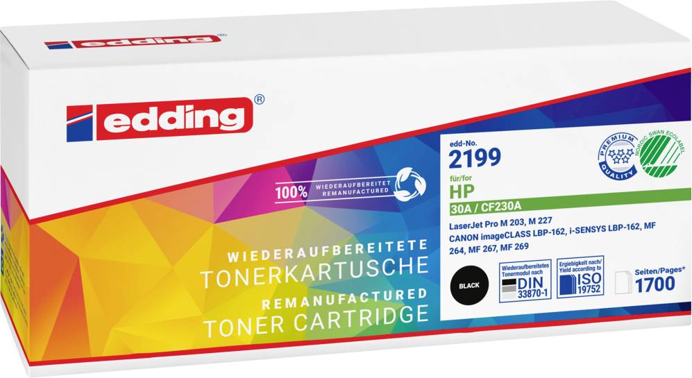 Edding Toner replaced HP 30A, CF230A Compatible Black 1700 Sides EDD-2199 18-2199
