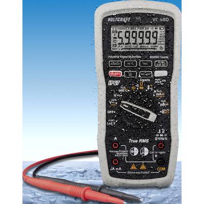 VOLTCRAFT VC 480 Handheld multimeter Digital Waterproof (IP67), LoZ CAT IV 1000 V Display (counts): 600000-10