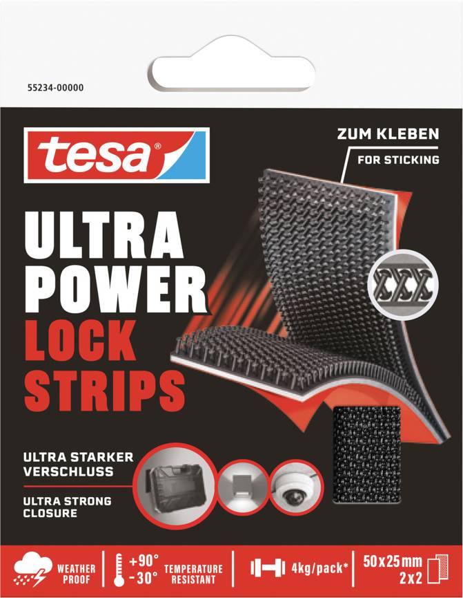 tesa Ultra Power Lock Hook-and-loop tape (L x W) 50 mm x 25 mm 2 Pair