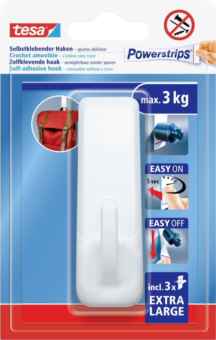 tesa Powerstrips XL Rectangular adhesive hook White Content: 1 pc(s)
