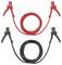 Two jump leads, red and black, with crocodile clips. They are lying on a white background, one visible at the top and one at the bottom of the image.