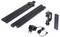 Folded black LED lamp with clip, remote control, power supply, and cable. Suitable for desks or workspaces.<br><br>Translated to British English:<br><br>Folded black LED lamp with clip, remote control, power adaptor, and cable. Suitable for desks or workstations.