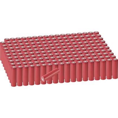 3D illustration of many red batteries arranged in a grid, with one battery lying diagonally in front, suggesting a difference or standout item.<br>