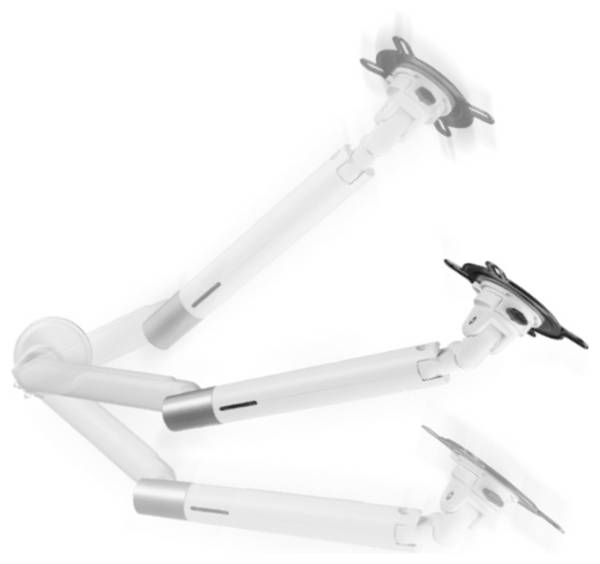 <br> One For All<br> Design Single white<br> <br> Monitor desk mount<br> 1 Display(s)<br> 33 cm (13") - 88,9 cm (35")<br> White<br> Height-adjustable, Swivelling, Tiltable, Swivelling<br>