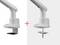 'Comparison of two white mountings: left with bracket, right with screw fixing, separated by red plus sign.'