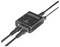 A black 2-5G/5G network bi-directional switch by renkforce. Two network cables are plugged into ports A and B.