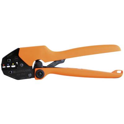 An orange crimping pliers with a black head, used for connecting electrical cables by mechanical pressing.