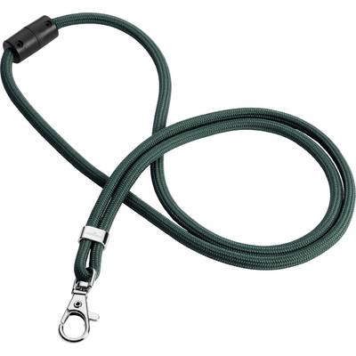 A green rope dog collar with a silver carabiner hook and black plastic fastener.