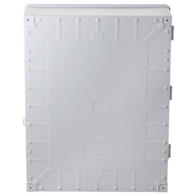 Rectangular grey enclosure with structured edges, likely an external distribution box.