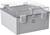 Grey, rectangular plastic enclosure with transparent lid and two front locks, suitable for electronic equipment protection.