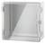 A transparent plastic enclosure with a ventilation grille at the rear. Suitable for mounting electronic devices.