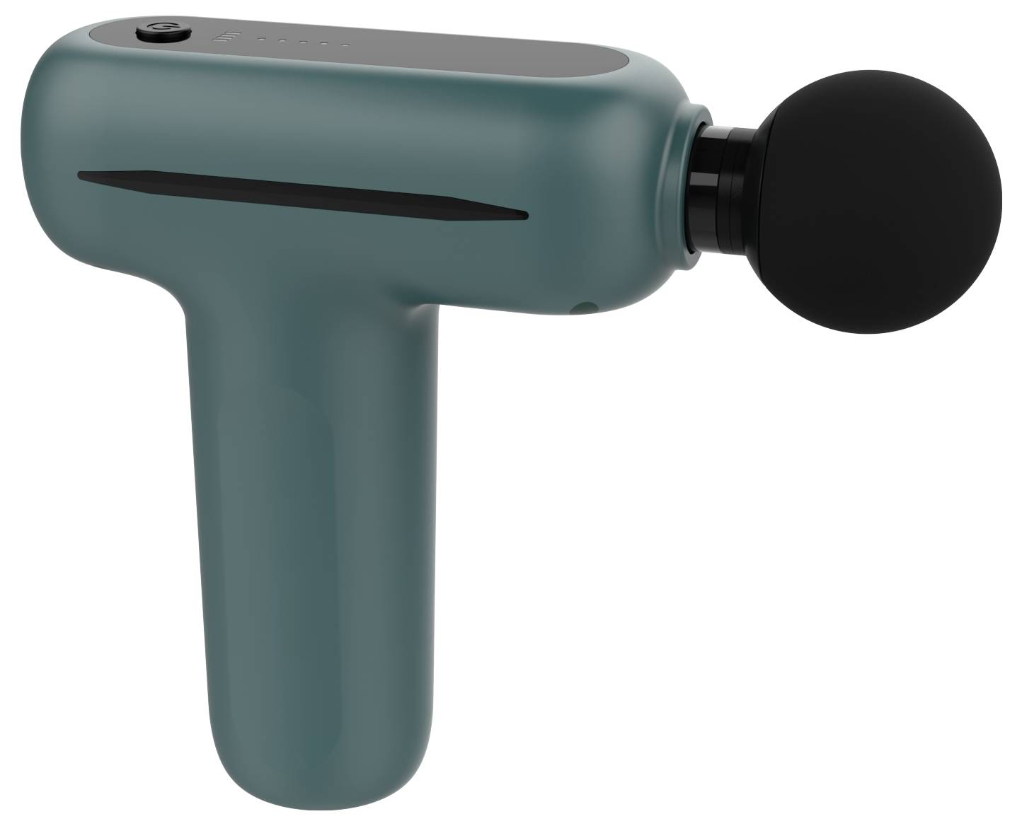 Electric massage gun in green with a black head, suitable for muscle relaxation and pain relief.