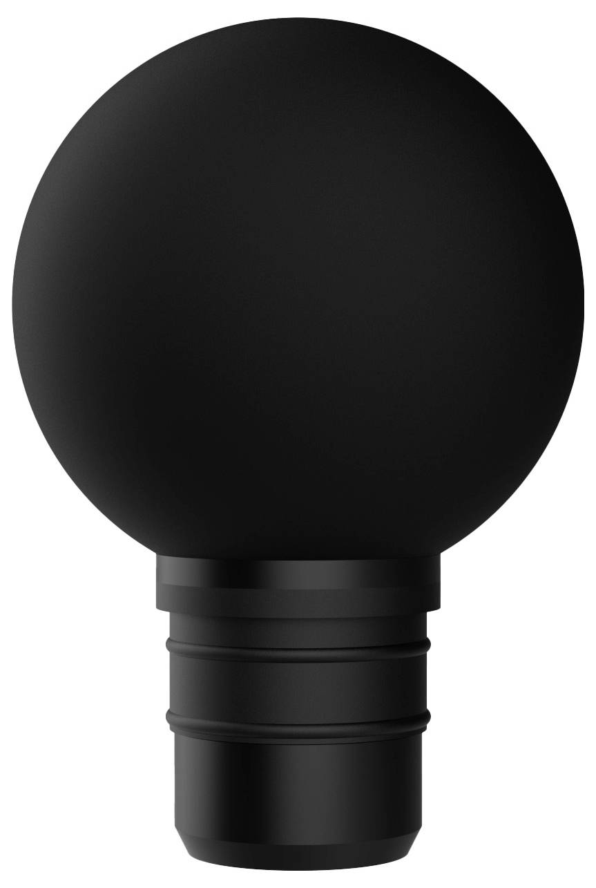 A black round knob with a ribbed base, against a white background.