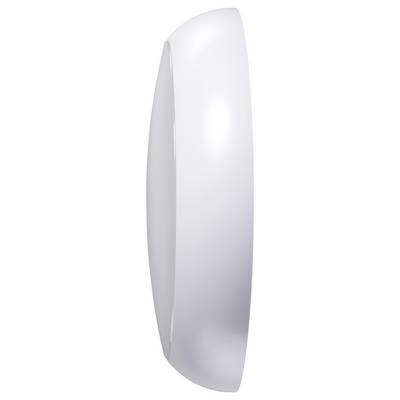 A sleek, elongated, white wall-mounted device, likely a motion sensor or light fixture, with a smooth, glossy surface and curved design.