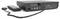Black electronic AV unit with six color-coded RCA ports on the back, connected by a cable to a small remote control with buttons.