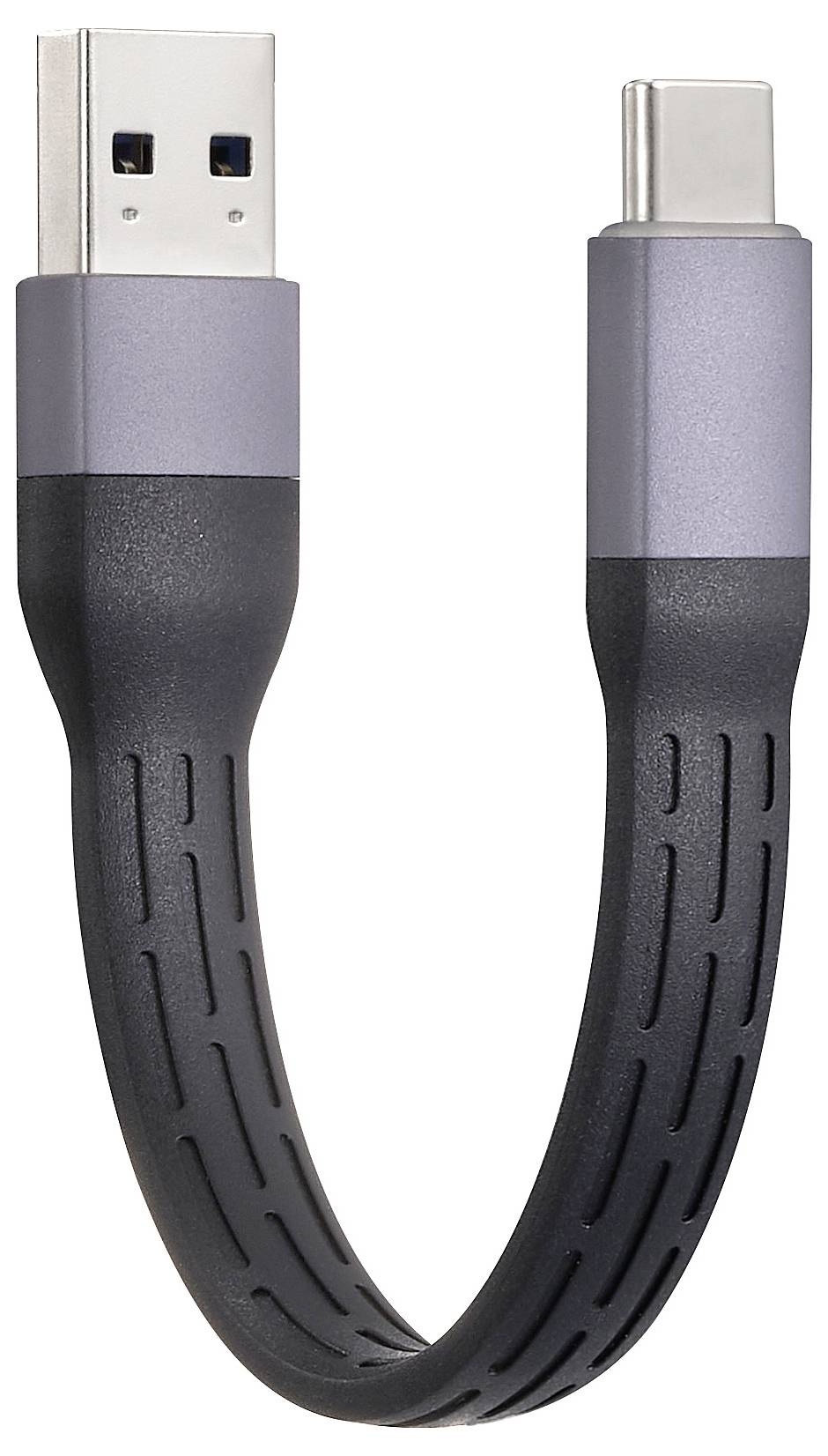 USB cable with a USB-A connector on one side and a USB-C connector on the other.