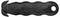 Black safety cutter with serrated blade, marked 'KLEVER KUTTER', with a wavy handle and a hole for storage.
