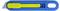 Blue universal cutter with yellow slider and silver blade, retractable by pressing the yellow slider.
