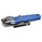 A blue safety belt cutter with a metal cutter and clips, suitable for rescue operations or emergency tools.
